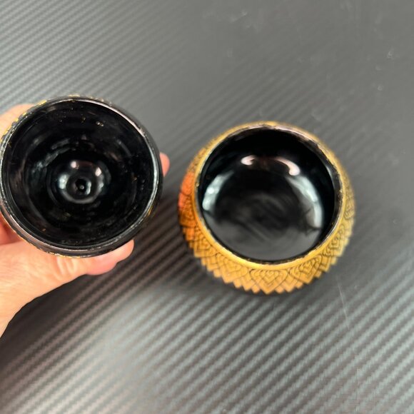 Decorative Black & Gold Thai Style Wooden Pear Trinket Box Lacquerware - Picture 6 of 9